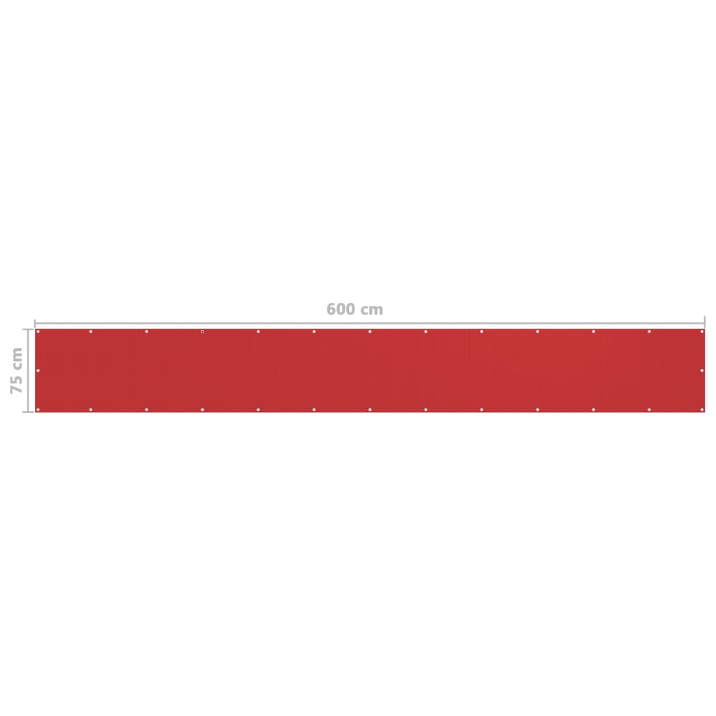 vidaXL altanafskærmning 75x600 cm HDPE rød