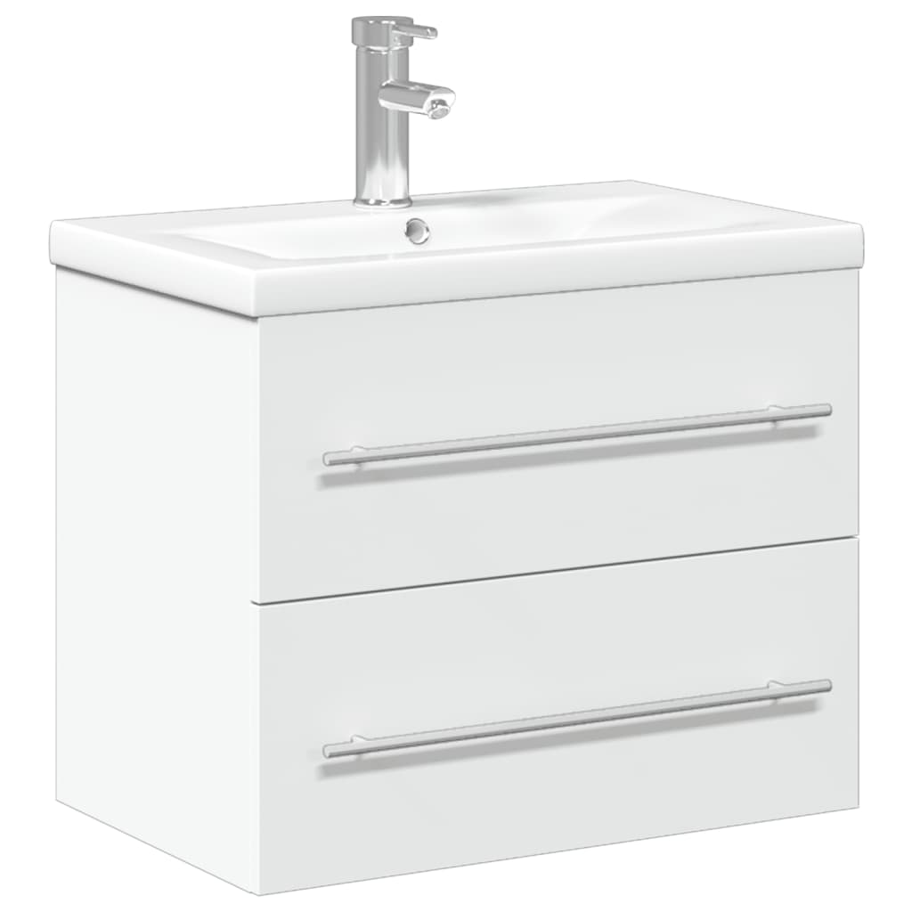 vidaXL underskab til badeværelse med indbygget håndvask hvid