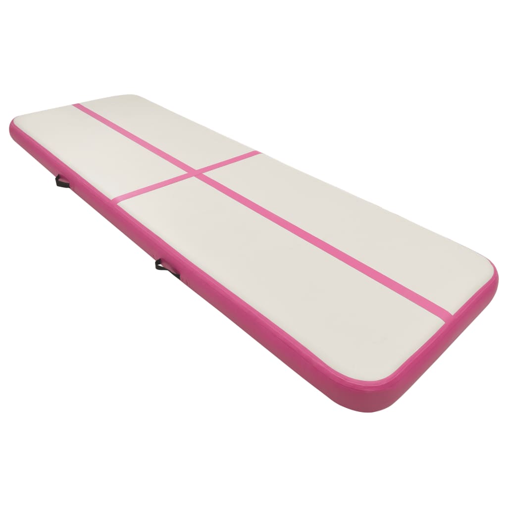 vidaXL oppustelig gymnastikmåtte m. pumpe 300x100x15 cm PVC pink