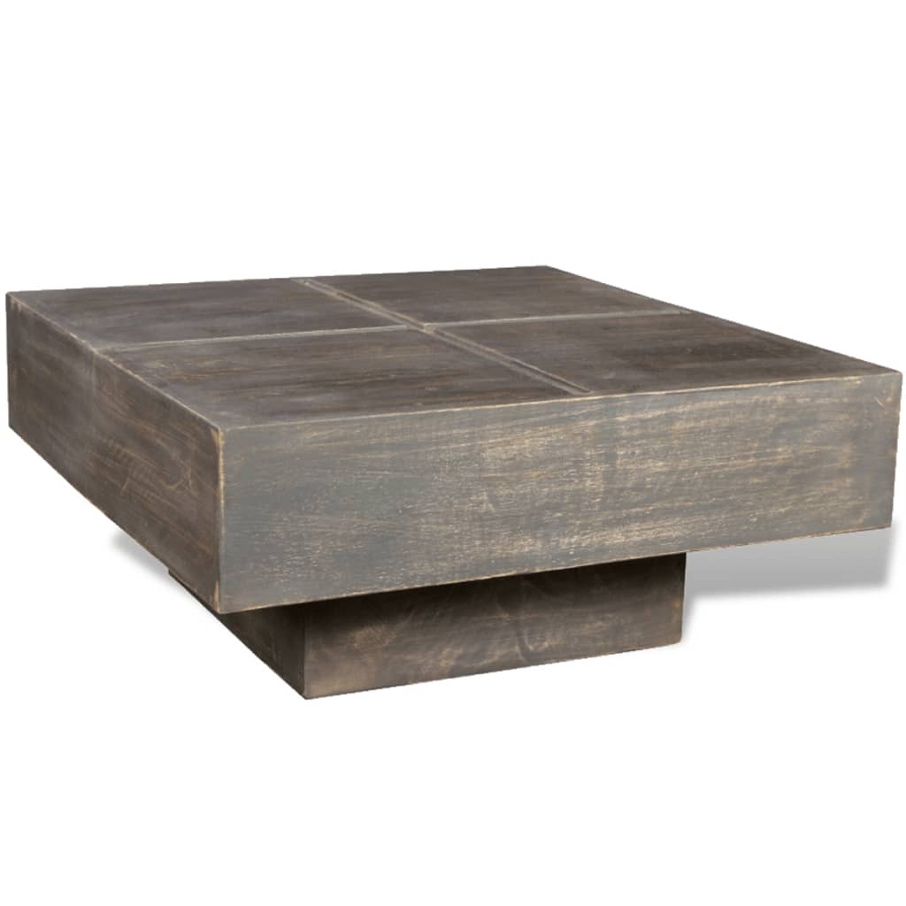 vidaXL sofabord firkantet massivt mangotræ mørkebrun