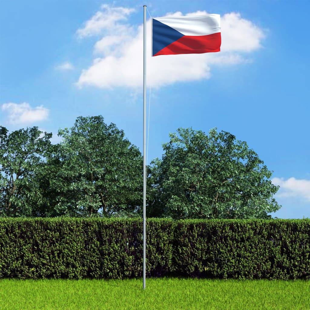 vidaXL tjekkisk flag og flagstang 6,2 m aluminium