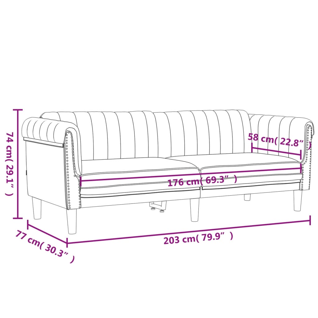 vidaXL 3-personers sofa velour lysegrå