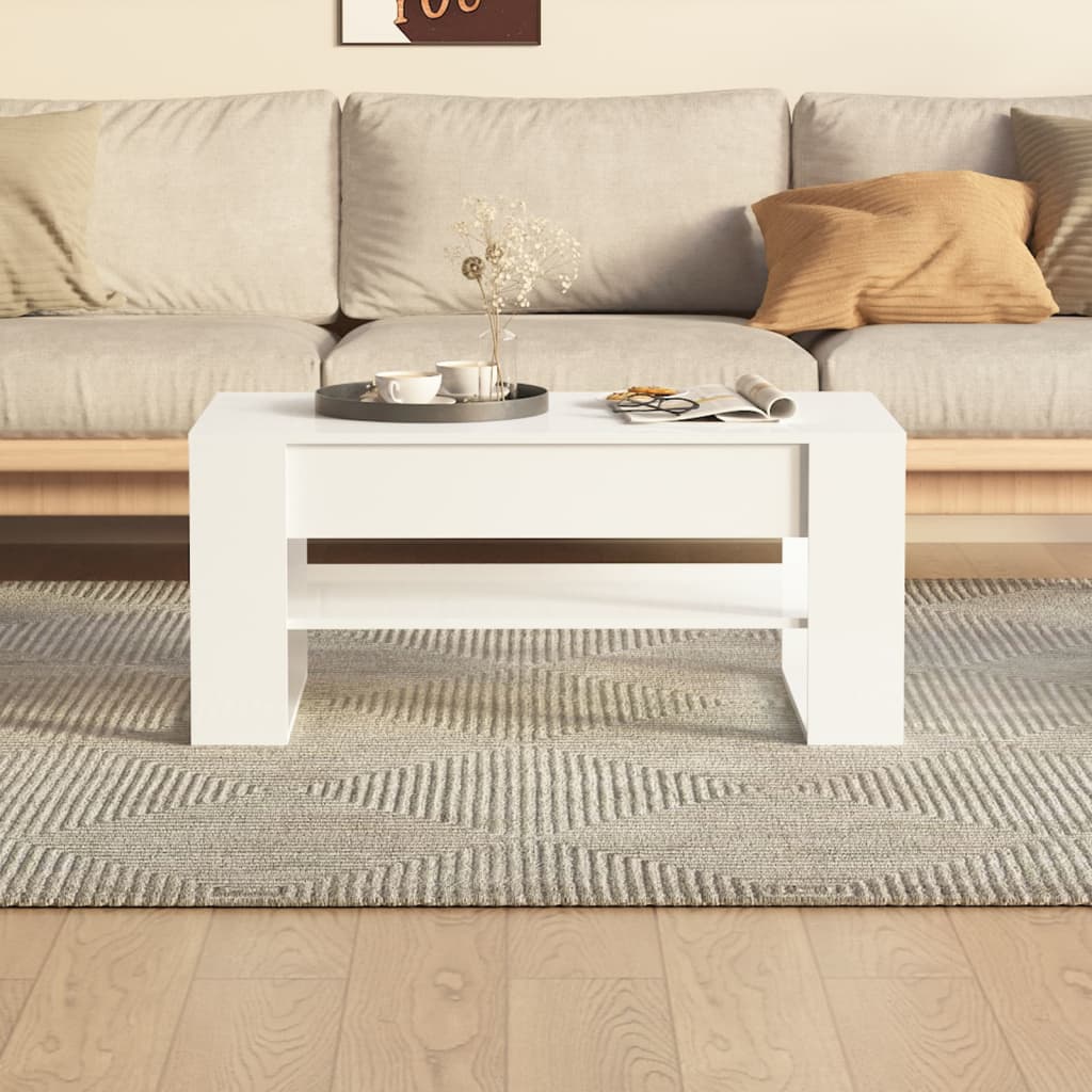 vidaXL sofabord 102x55x45 cm konstrueret træ hvid højglans