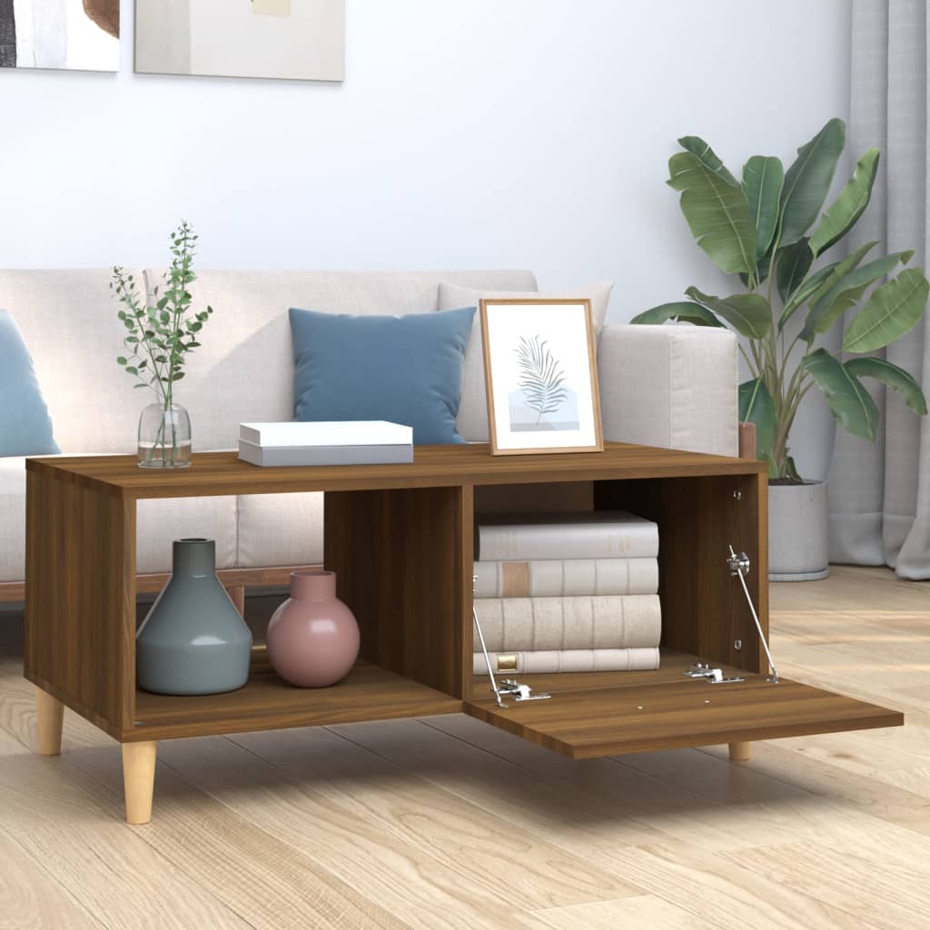 vidaXL sofabord 89,5x50x40 cm konstrueret træ brun egetræsfarve