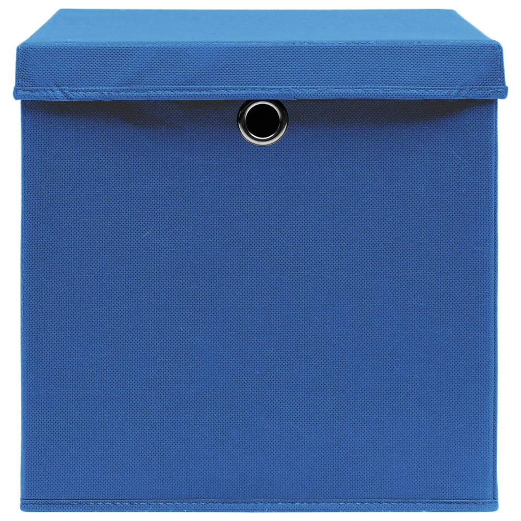 vidaXL opbevaringskasser med låg 10 stk. 32x32x32 stof blå