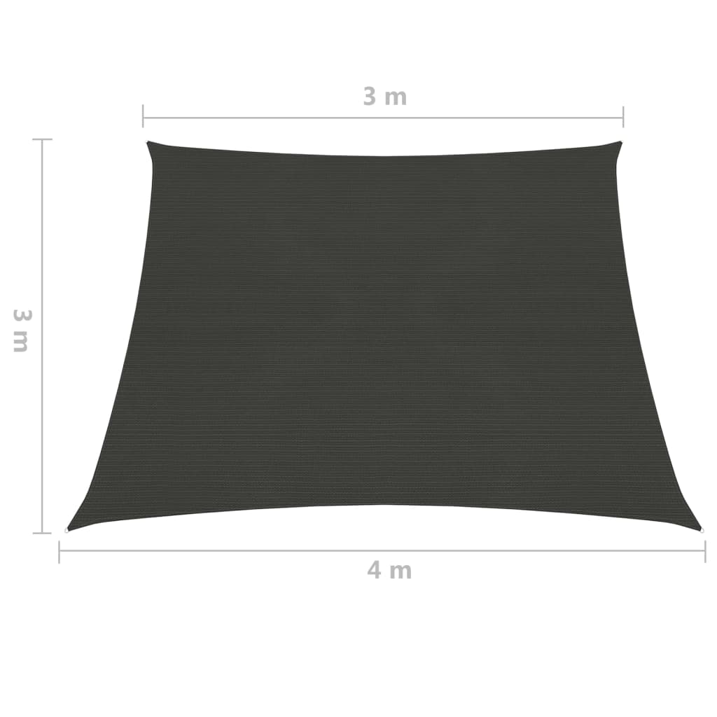 vidaXL solsejl 3/4x3 cm 160 g/m² HDPE antracitgrå