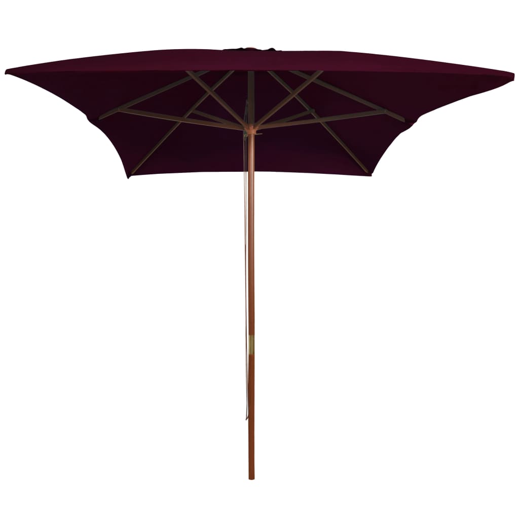 vidaXL parasol med træstang 200x300 cm bordeauxfarvet