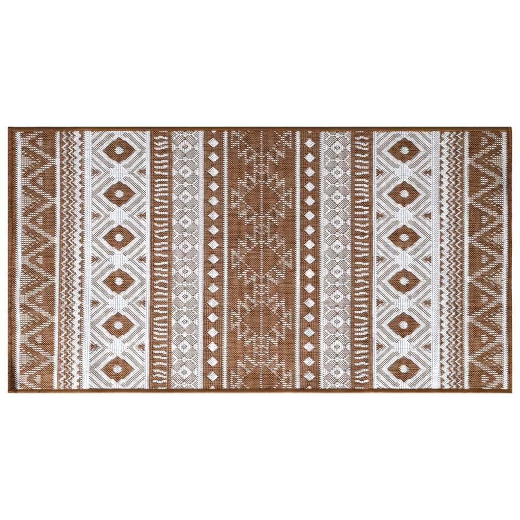 vidaXL udendørs gulvtæppe 80x150 cm vendbart design brun og hvid
