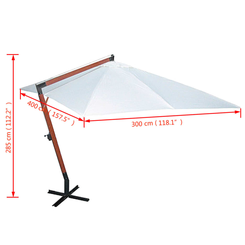 vidaXL parasol 300 x 400 cm hvid