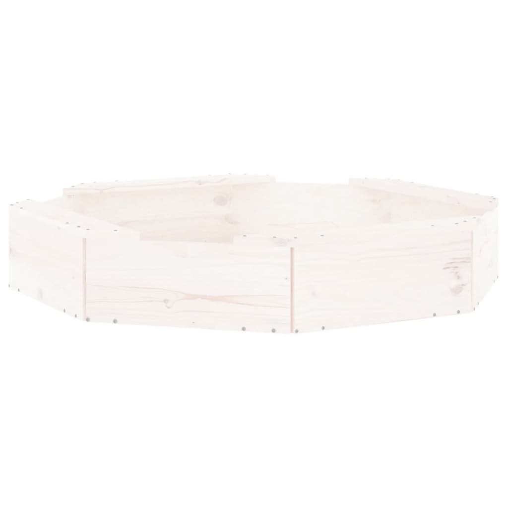 vidaXL sandkasse med sæder ottekantet massivt fyrretræ hvid