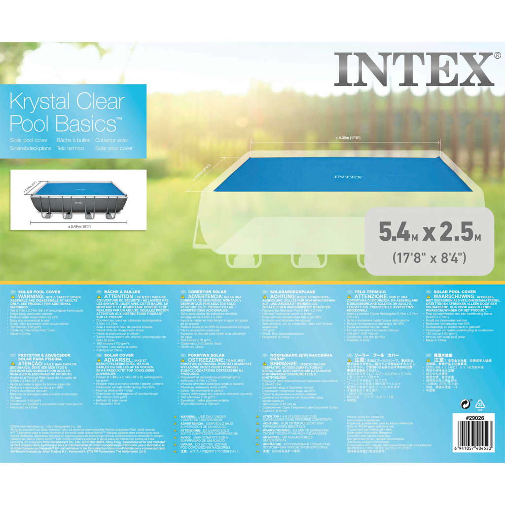 Intex solopvarmet poolovertræk rektangulær 549 x 274 cm 29026