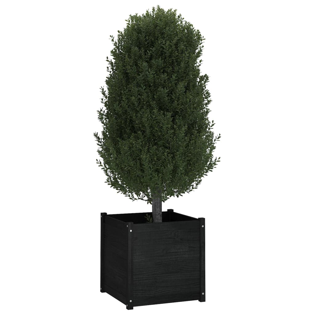 vidaXL plantekasser 2 stk. 60x60x60 cm massivt fyrretræ sort