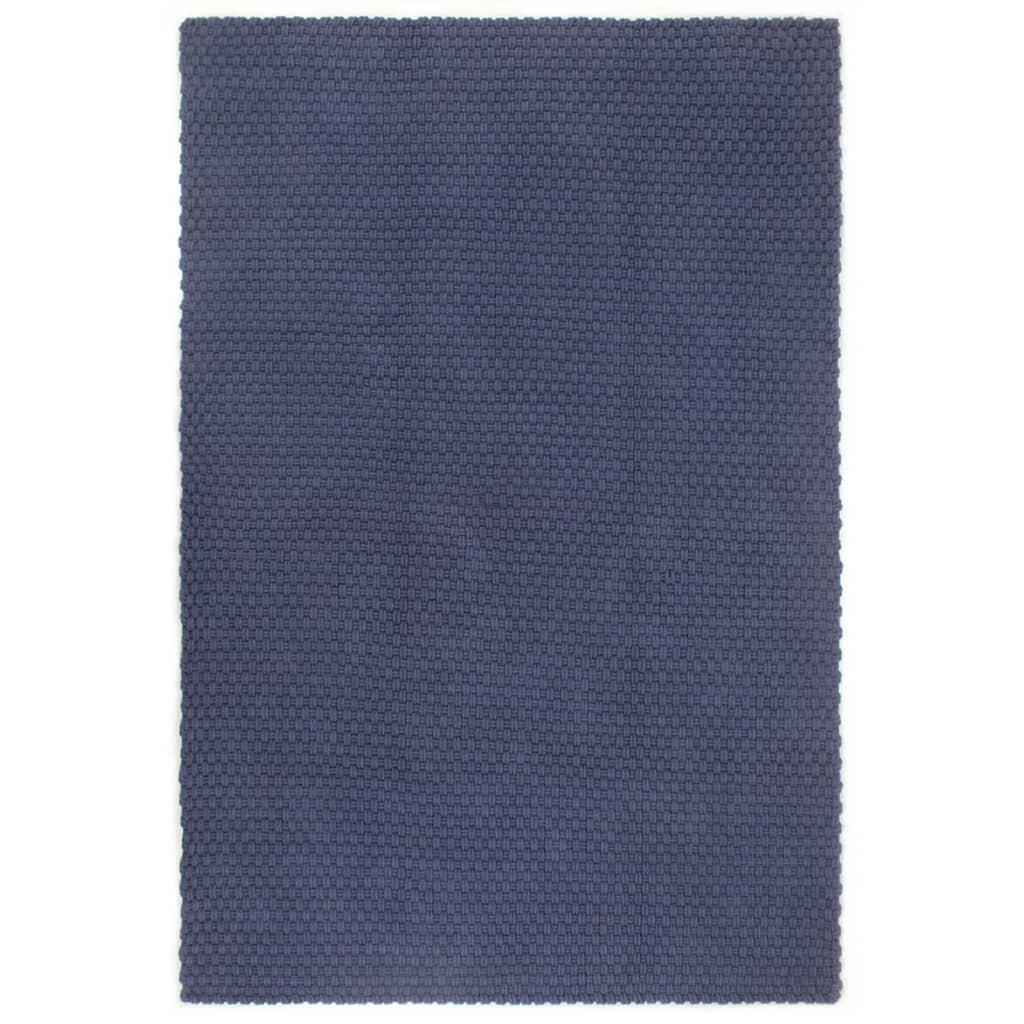 vidaXL gulvtæppe 120x180 cm rektangulært bomuld marineblå