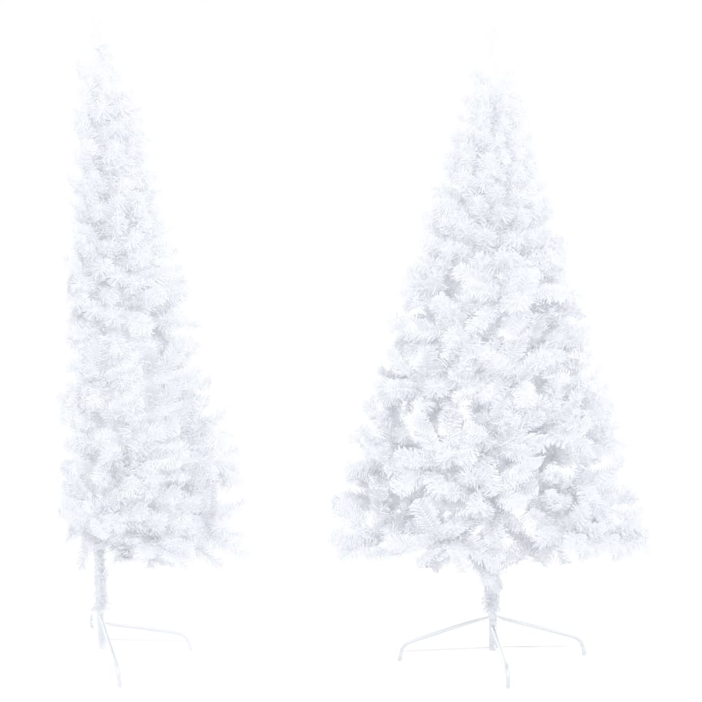 vidaXL kunstigt halvt juletræ med lys og kuglesæt 180 cm hvid