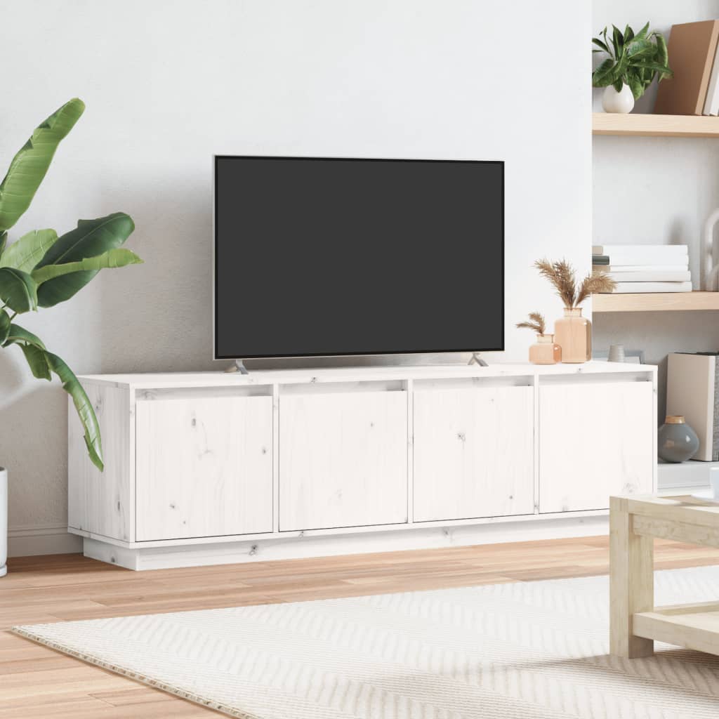vidaXL tv-bord 156x37x45 cm massivt fyrretræ hvid