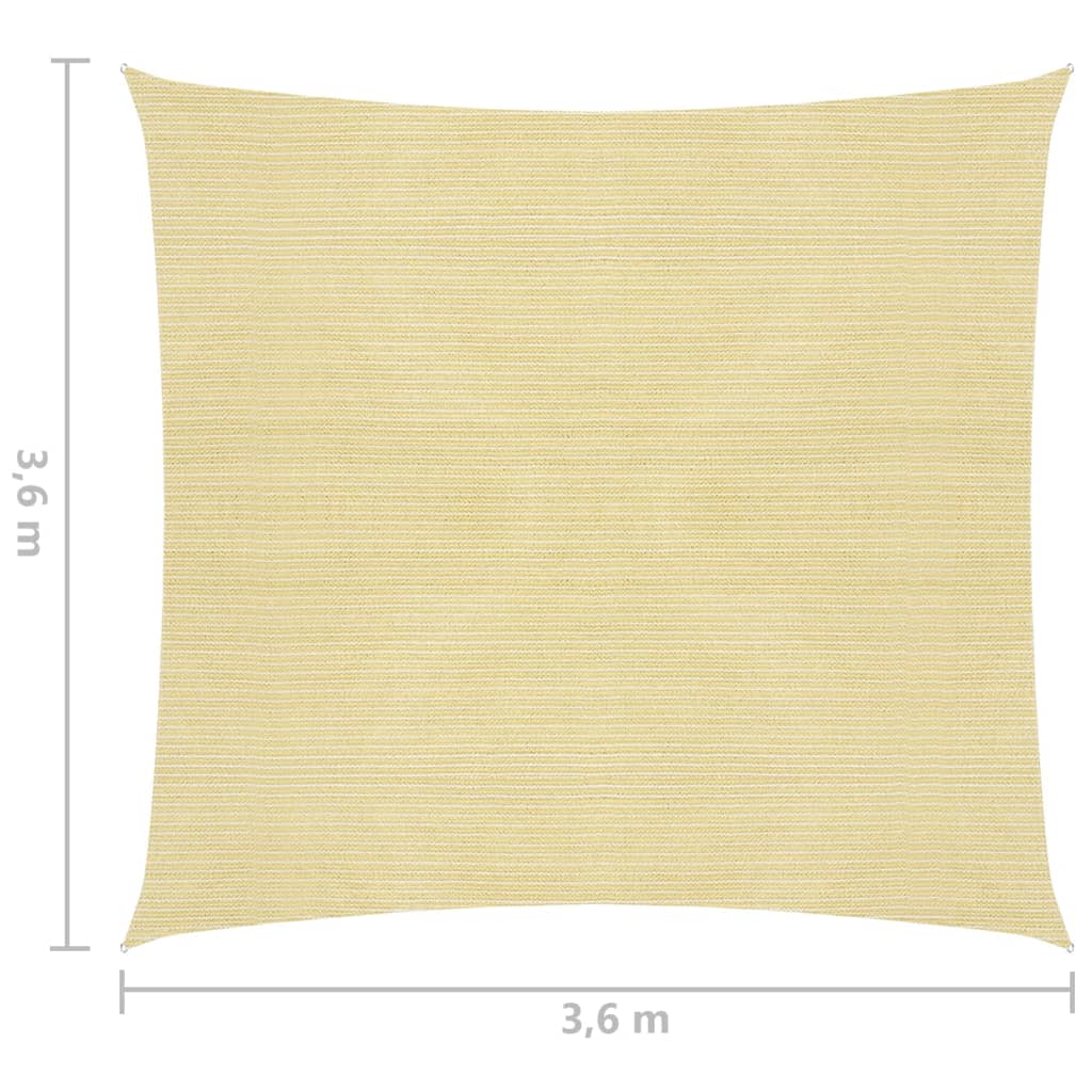 vidaXL Solsejl HDPE firkantet 3,6x3,6 m beige