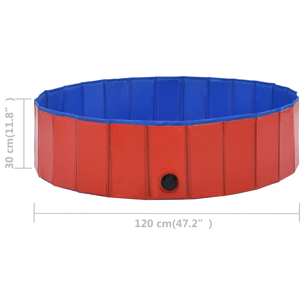 vidaXL foldbart hundebassin 120 x 30 cm PVC rød