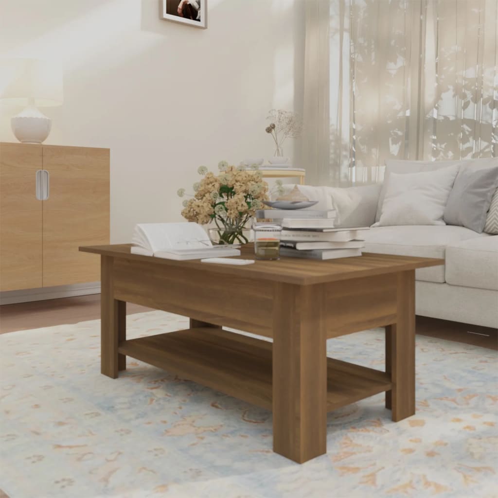 vidaXL sofabord 102x55x42 cm spånplade brun egetræsfarve