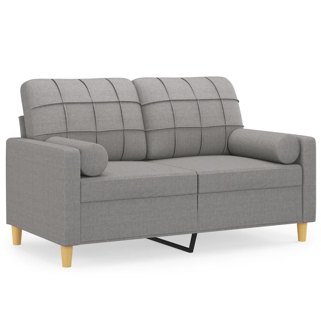 vidaXL 2-personers sofa med puder og hynder 120 cm stof lysegrå