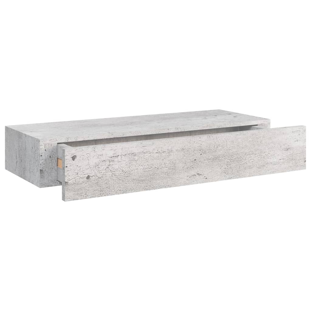 vidaXL væghylde med skuffe 60x23,5x10 cm MDF betongrå
