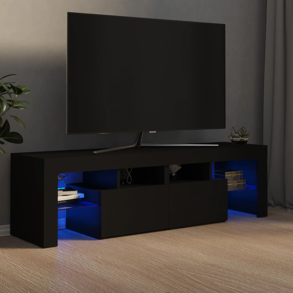 vidaXL tv-bord med LED-lys 140x36,5x40 cm sort