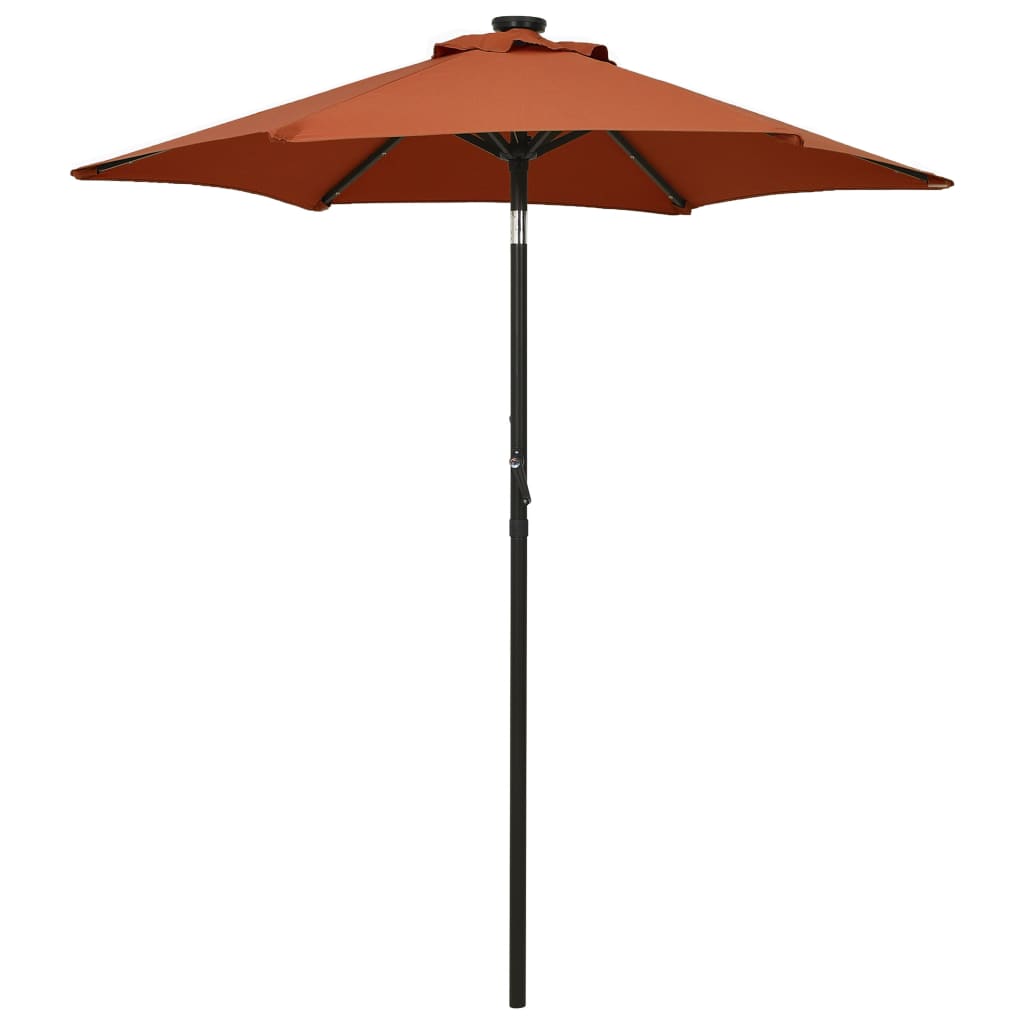 vidaXL parasol med LED-lys 200x211 cm aluminium terrakotta