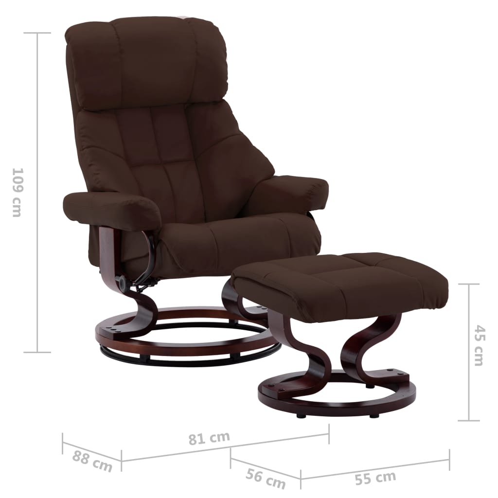 vidaXL lænestol med fodskammel kunstlæder og bøjet træ brun