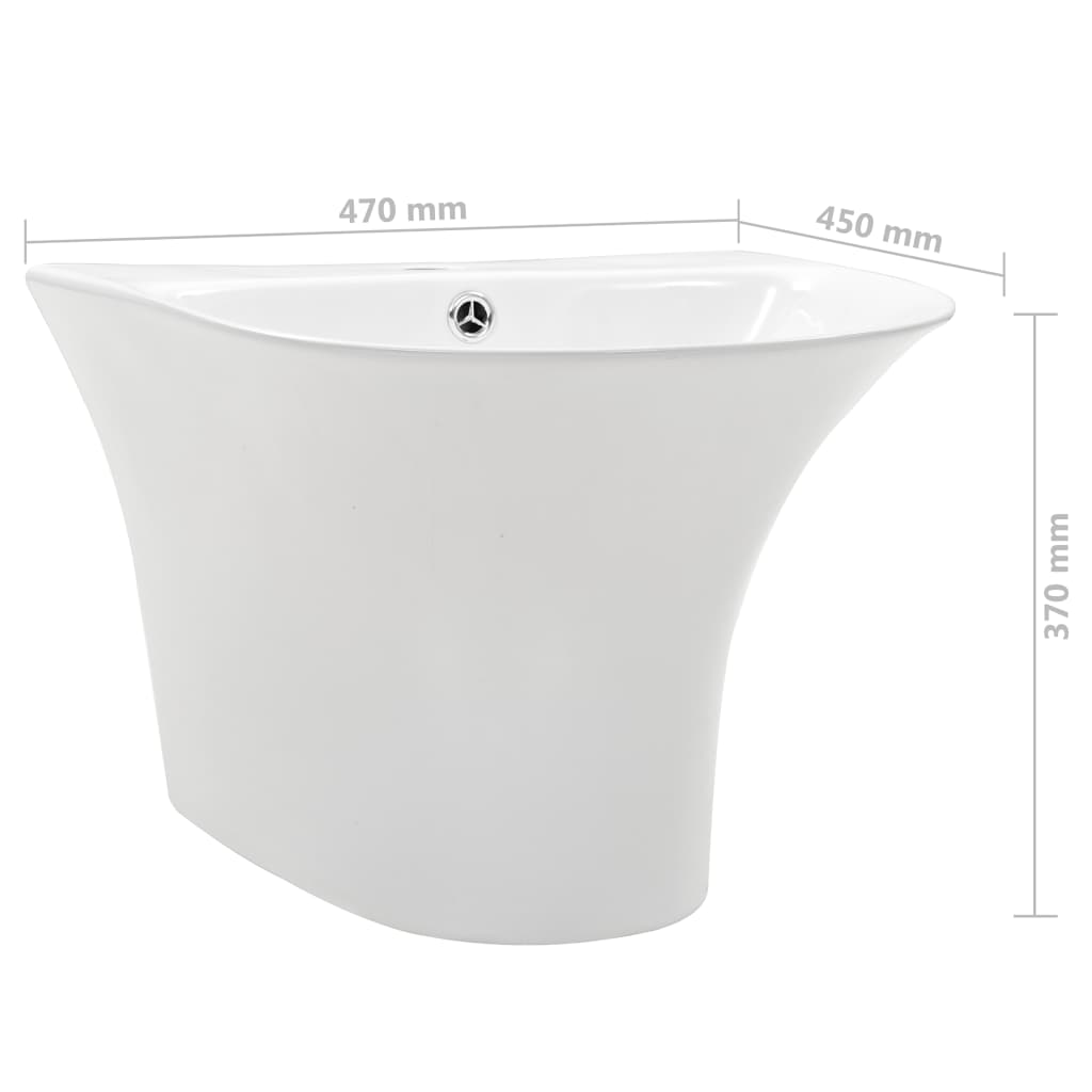 vidaXL væghængt håndvask keramik 470 x 450 x 370 mm hvid