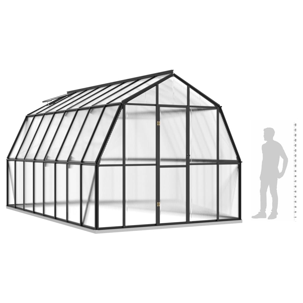 vidaXL drivhus med fundamentramme 13,31 m² aluminium antracitgrå