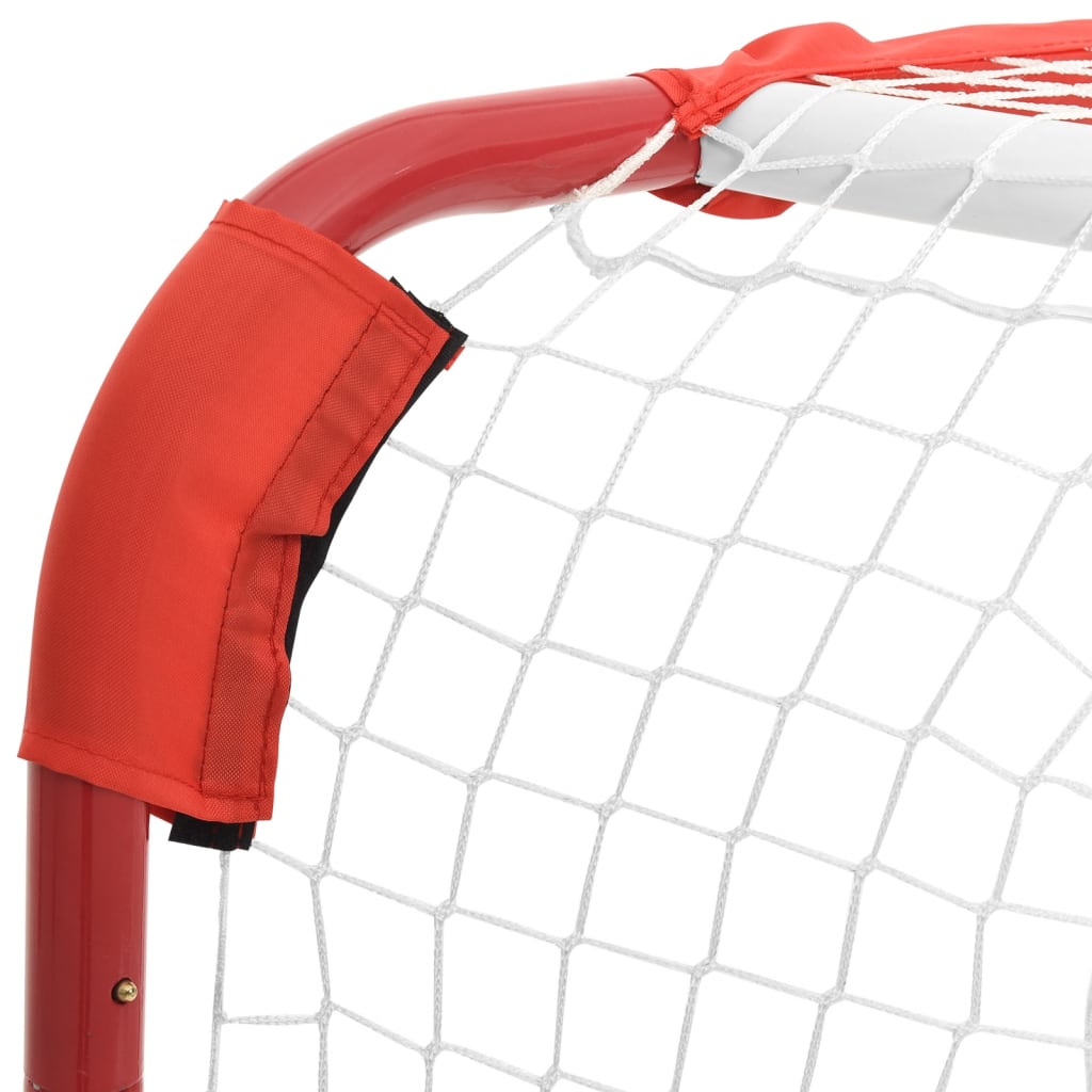 vidaXL hockeymål 137x66x112 cm polyester rød og hvid