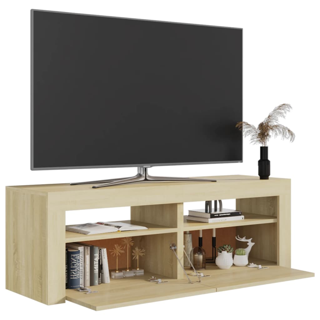 vidaXL tv-bord med LED-lys 120x35x40 cm sonoma-eg
