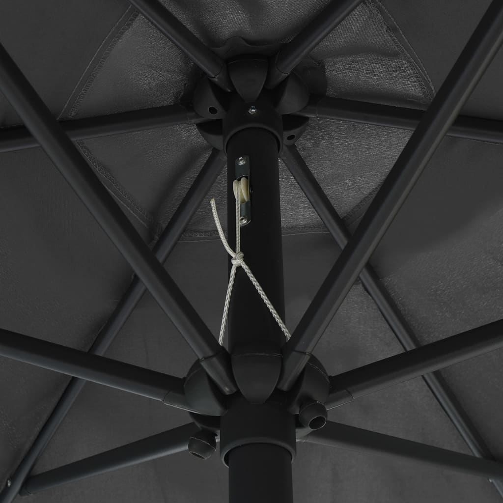 vidaXL udendørs parasol med LED-lys og aluminiumsstang 270 cm antracitgrå