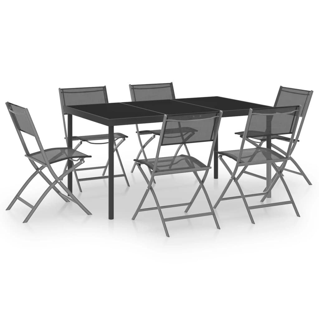 vidaXL udendørs spisebordsstol 7 dele stål