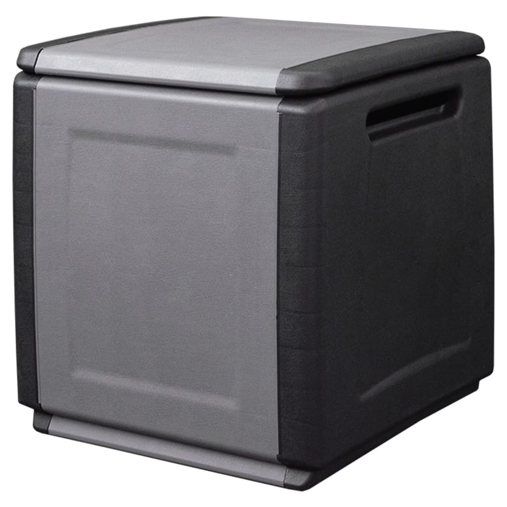 vidaXL opbevaringsboks til haven 54x53x57 cm 130 l mørkegrå og sort