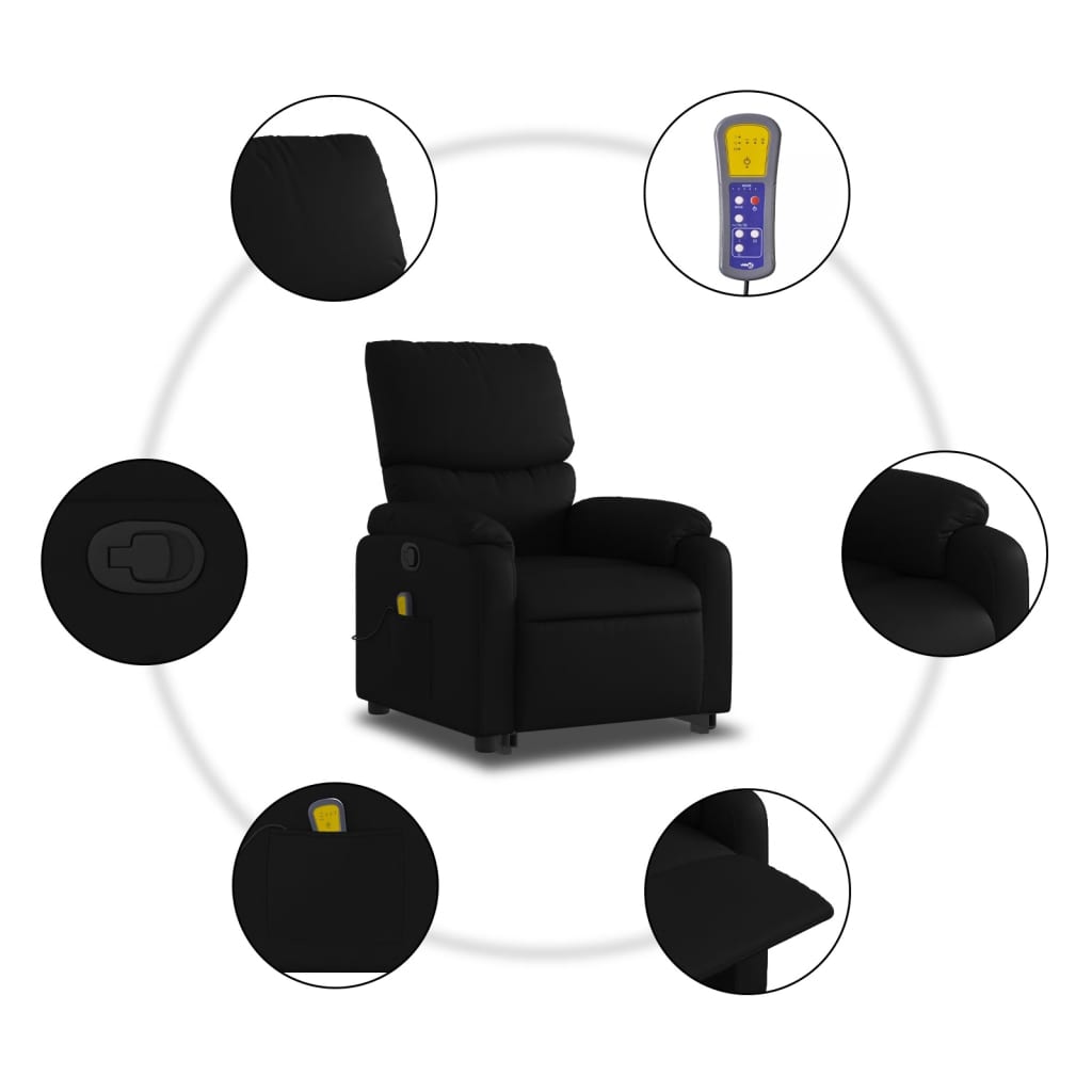 vidaXL løftestol med massagefunktion kunstlæder sort