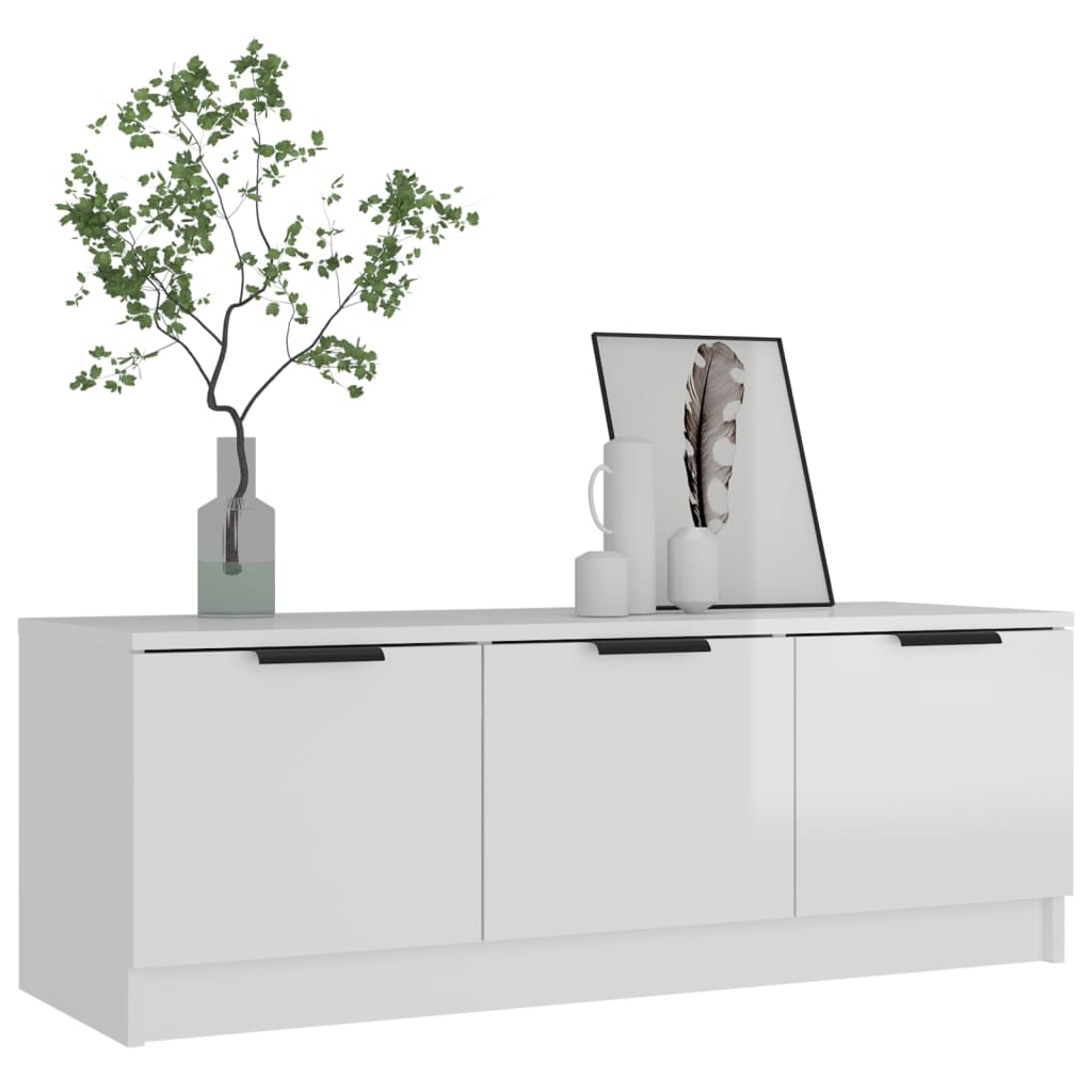 vidaXL tv-bord 100x35x55 cm konstrueret træ hvid højglans