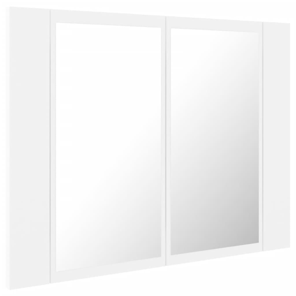 vidaXL badeværelsesskab m. spejl og LED-lys 60x12x45 cm akryl hvid