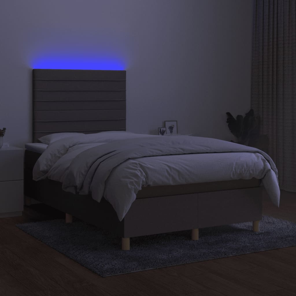 vidaXL kontinentalseng med LED-lys 120x190 cm stof gråbrun