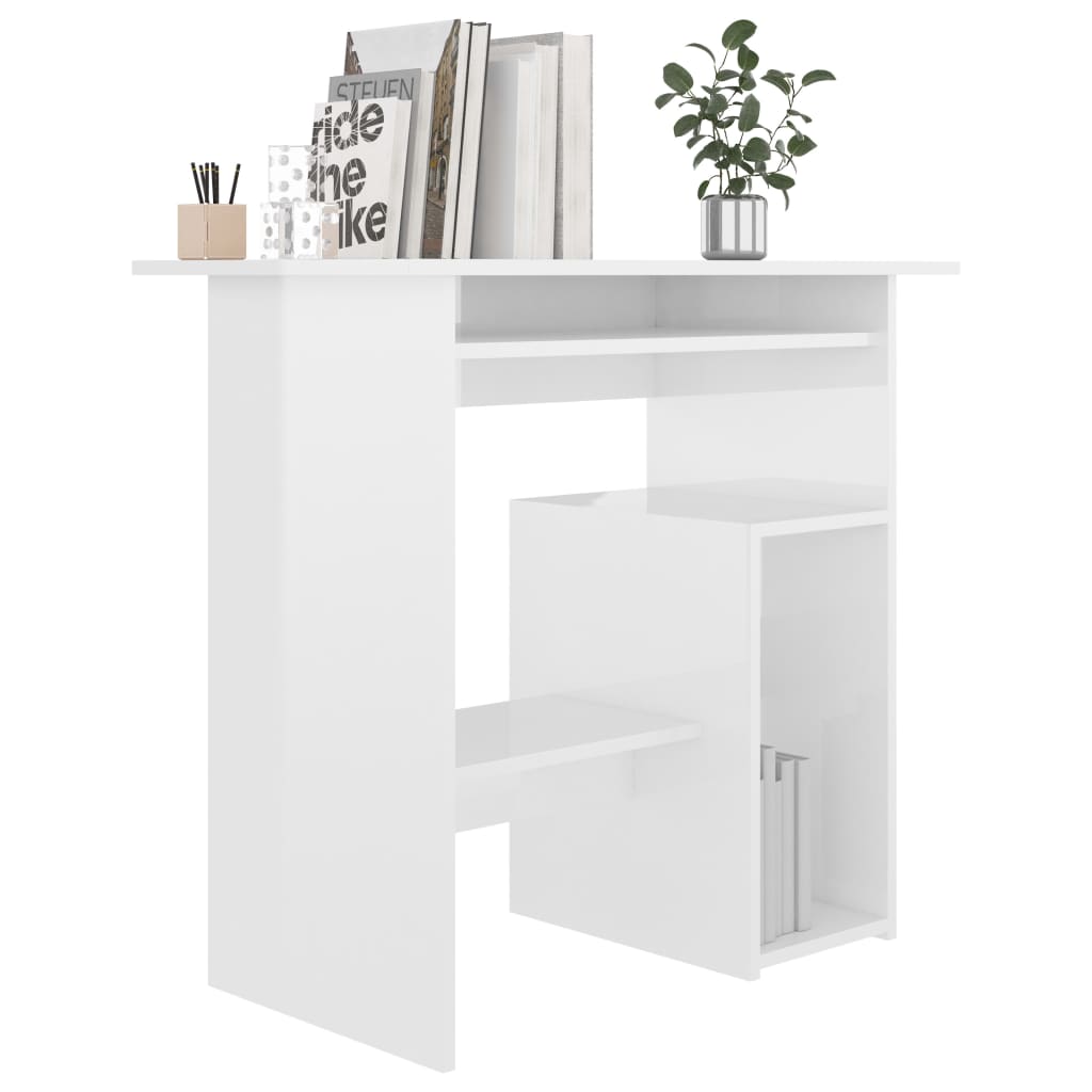 vidaXL skrivebord 80 x 45 x 74 cm spånplade hvid højglans