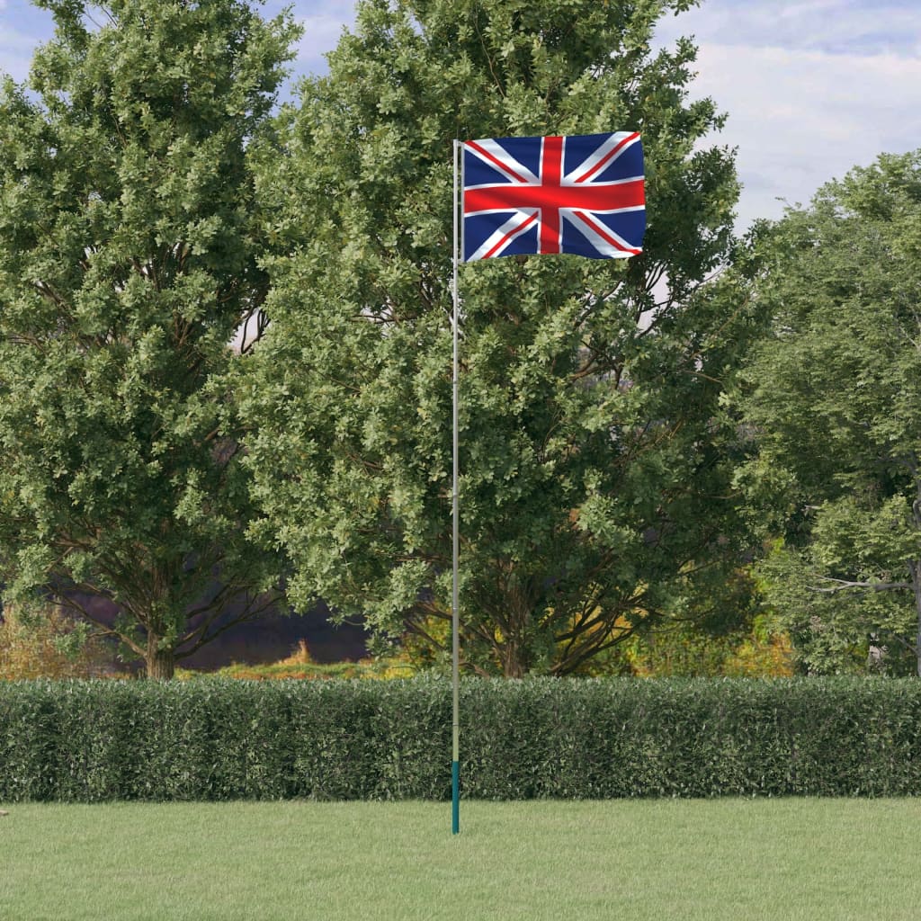 vidaXL Storbritannien flag og flagstang 5,55 m aluminium