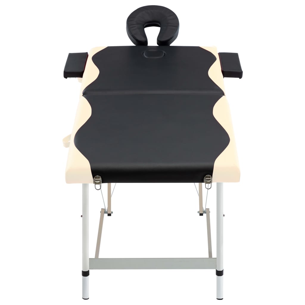 vidaXL sammenfoldeligt massagebord aluminiumsstel 2 zoner sort beige
