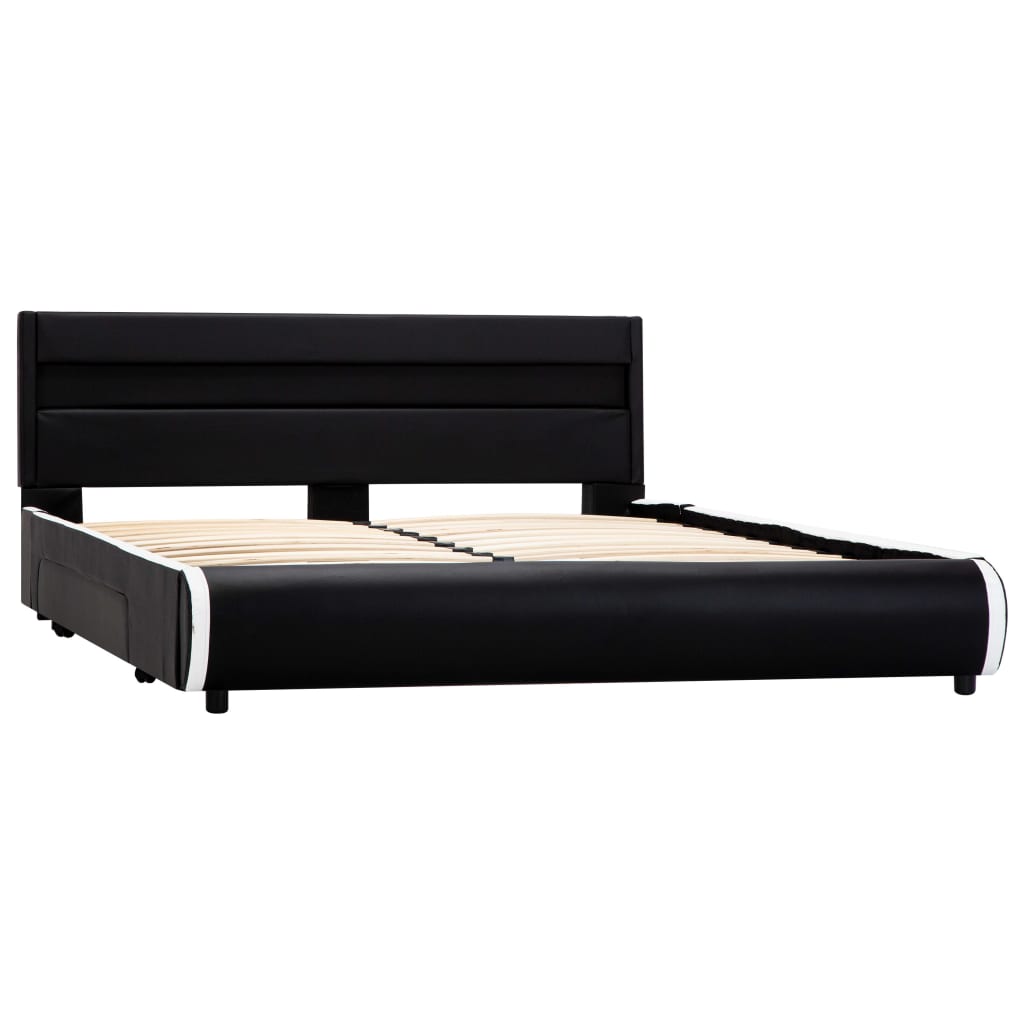 vidaXL sengestel med LED 140x200 cm kunstlæder sort
