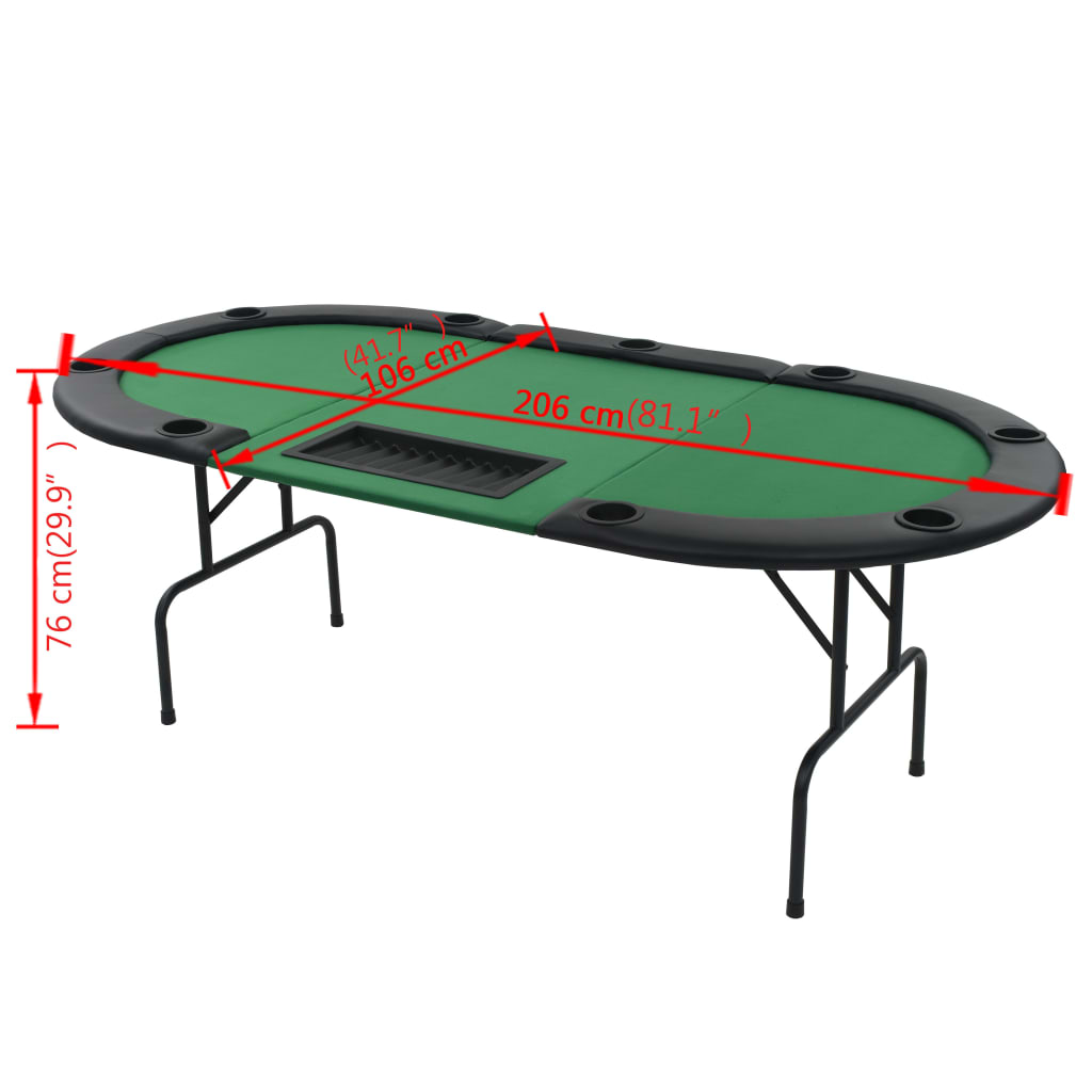 vidaXL foldbart pokerbord til 9 spillere 3-fold oval grøn