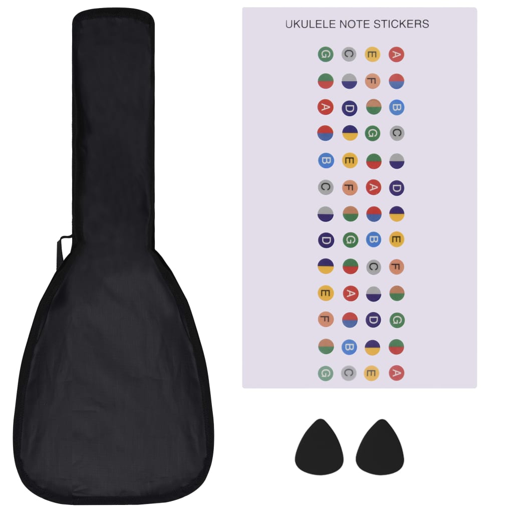 vidaXL ukulelesæt med taske til børn 21" sort