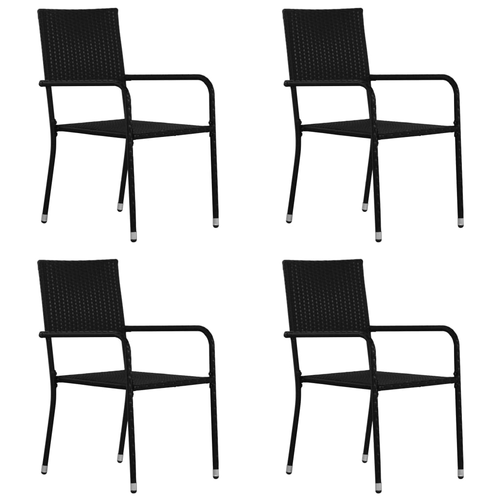 vidaXL udendørs spisebordsstole 4 stk. polyrattan sort