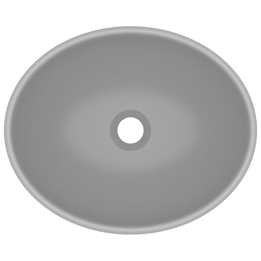 vidaXL luksuriøs håndvask 40x33 cm keramisk oval mat lysegrå