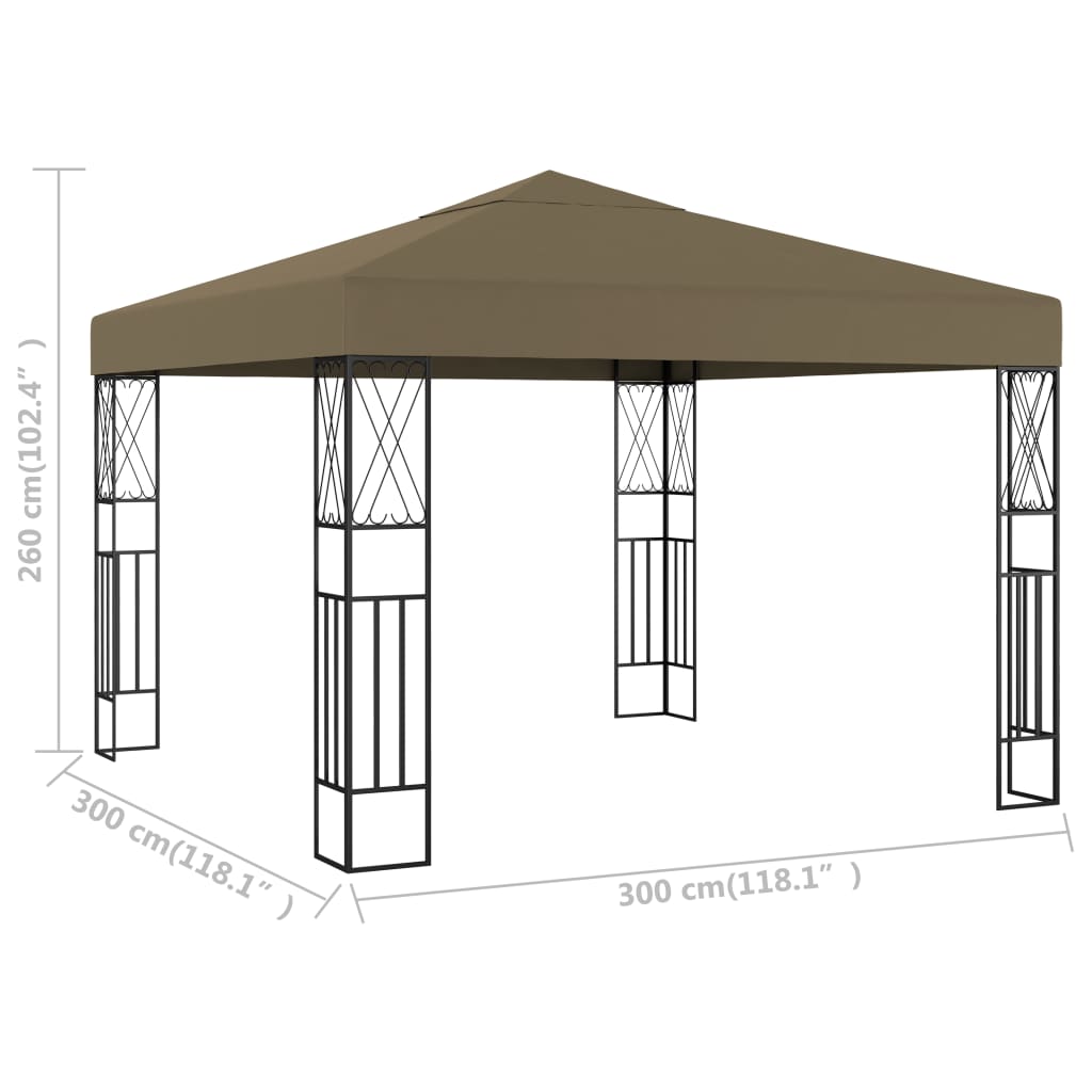 vidaXL pavillon 3x3 m stof gråbrun