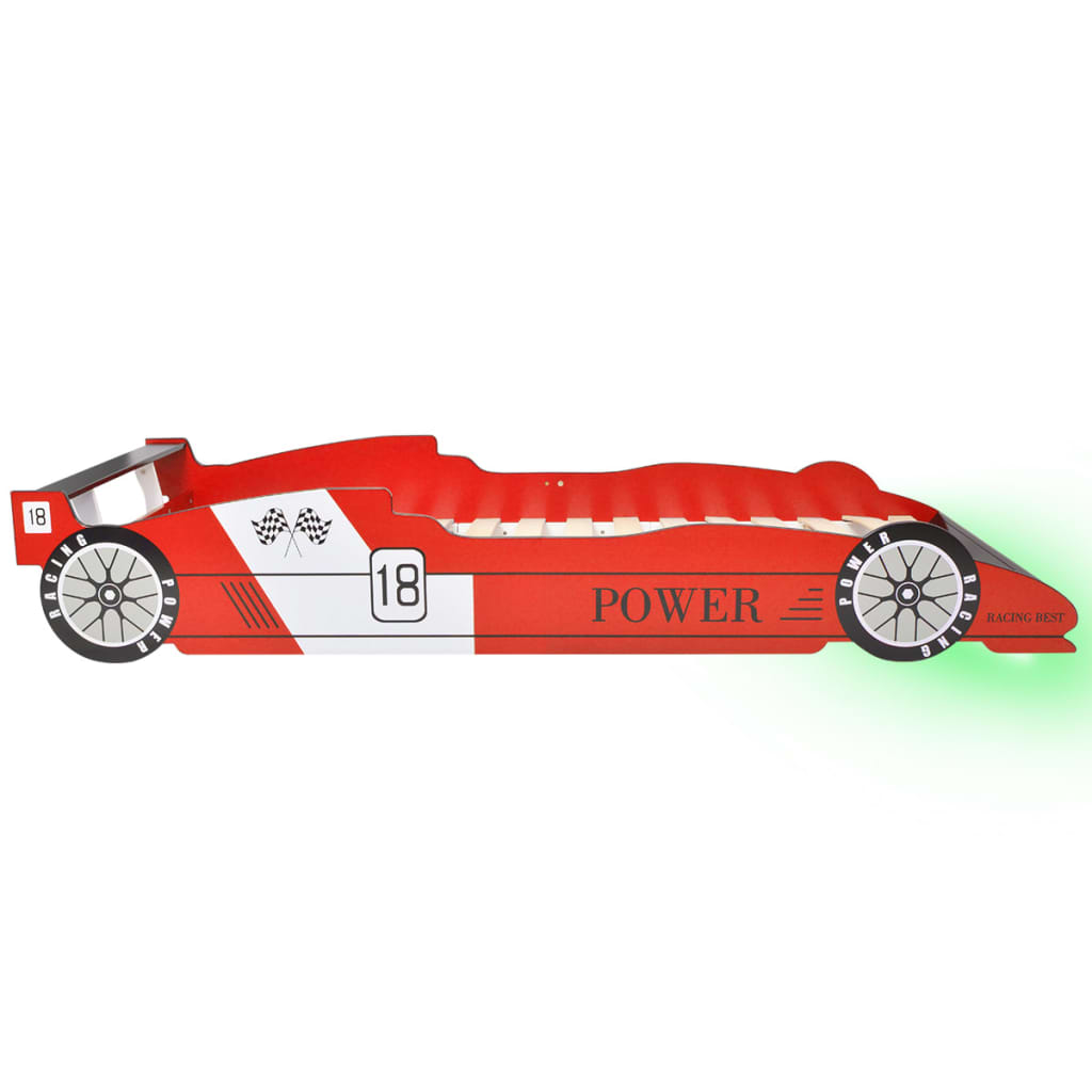 vidaXL LED racerbilseng til børn 90 x 200 cm rød