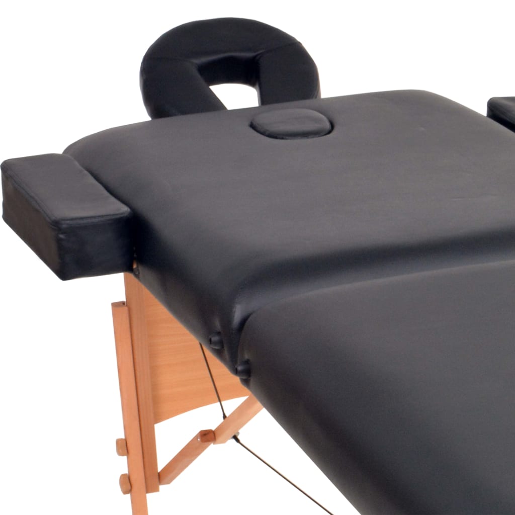 vidaXL sammenfoldeligt massagebord 2 zoner 10 cm tyk hynde sort