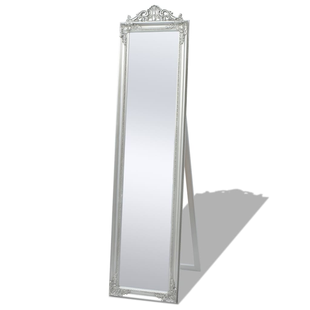 vidaXL fritstående spejl 160x40 cm barokstil sølvfarvet